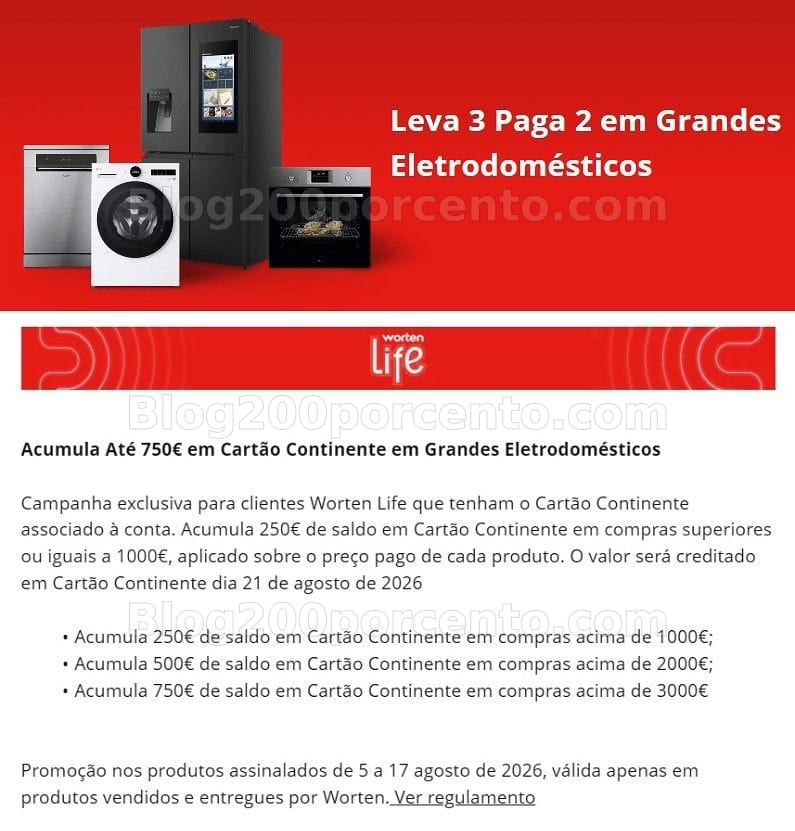 ALERTA - Acumulação WORTEN L3P2 + até 25% em cartão CONTINENTE só até 17 agosto